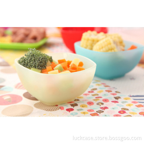 Food grade semitransparent silicone infant bowl Baby bowl durable heat resistant heatproof